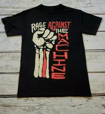 Rage Against The Machine Футболка с поднятой рукой Унисекс Футболка Мужская Футболка Черная Повседневная С круглым вырезом Хлопковая футболка Мужчины Женщины Лето