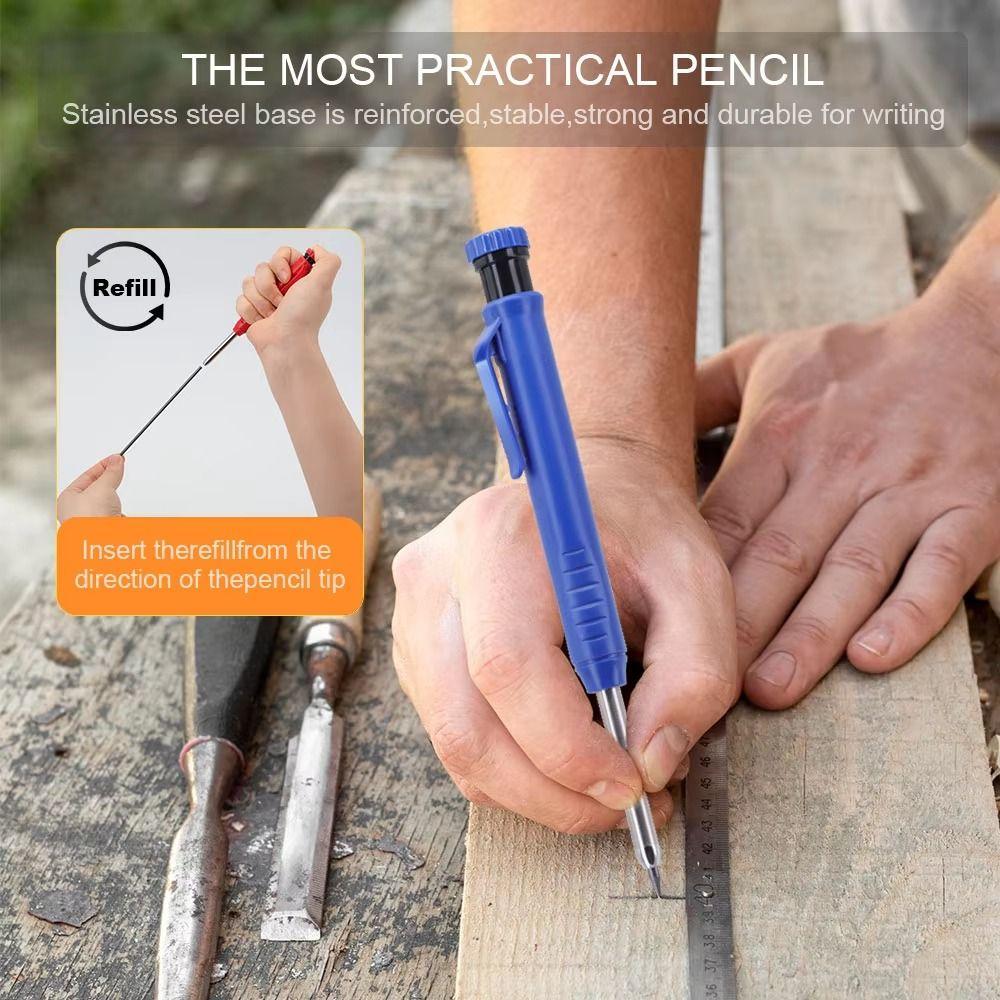 10Pcs Long Nib Mechanical Carpenter Pencil Solid Construction Woodworking Pencil  Architect Use