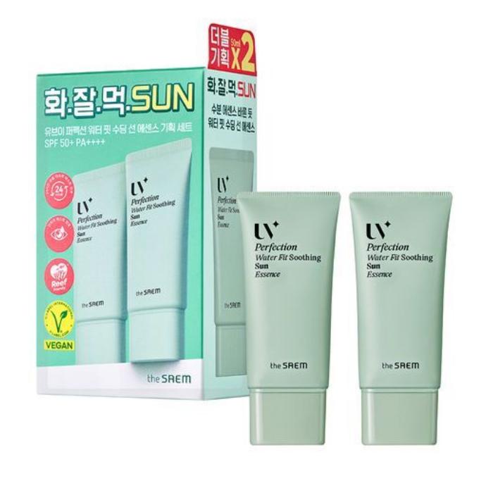 The Saem Успокаивающая солнцезащитная эссенция UV Perfection Water Fit (1 + 1) SPF 50+ PA++++ 50 мл*2 шт.