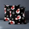 1 Pieces Christmas Snowman Pattern Black Pillowcase Set Polyester Pillowcase, Sofa Decorative Cushion Cov Headboard Pillow