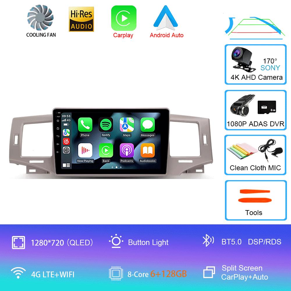 Автомобильный радиоприемник Android 14 Carplay Auto Multimedia Player для Toyota Corolla 9 E120 2004-2006 WIFI+4G Автомагнитола Стерео 2din Головное устройство