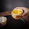 Chaxun Silver Gilded Ceramic Teacup with Gold Filigree Phoenix