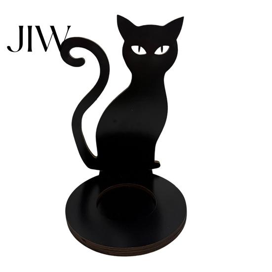 Halloween Candle Holder Wooden Holder, Black Hollow Crow Spider Tealight Display Spooky Pumpkin Tea Light Decor Stand, Gothic Silhouette Tabletop for