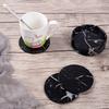 Talos 6Pcs Faux Leather Marble Coasters Cup Mat Pad Holder Placemat Dining Table Decor