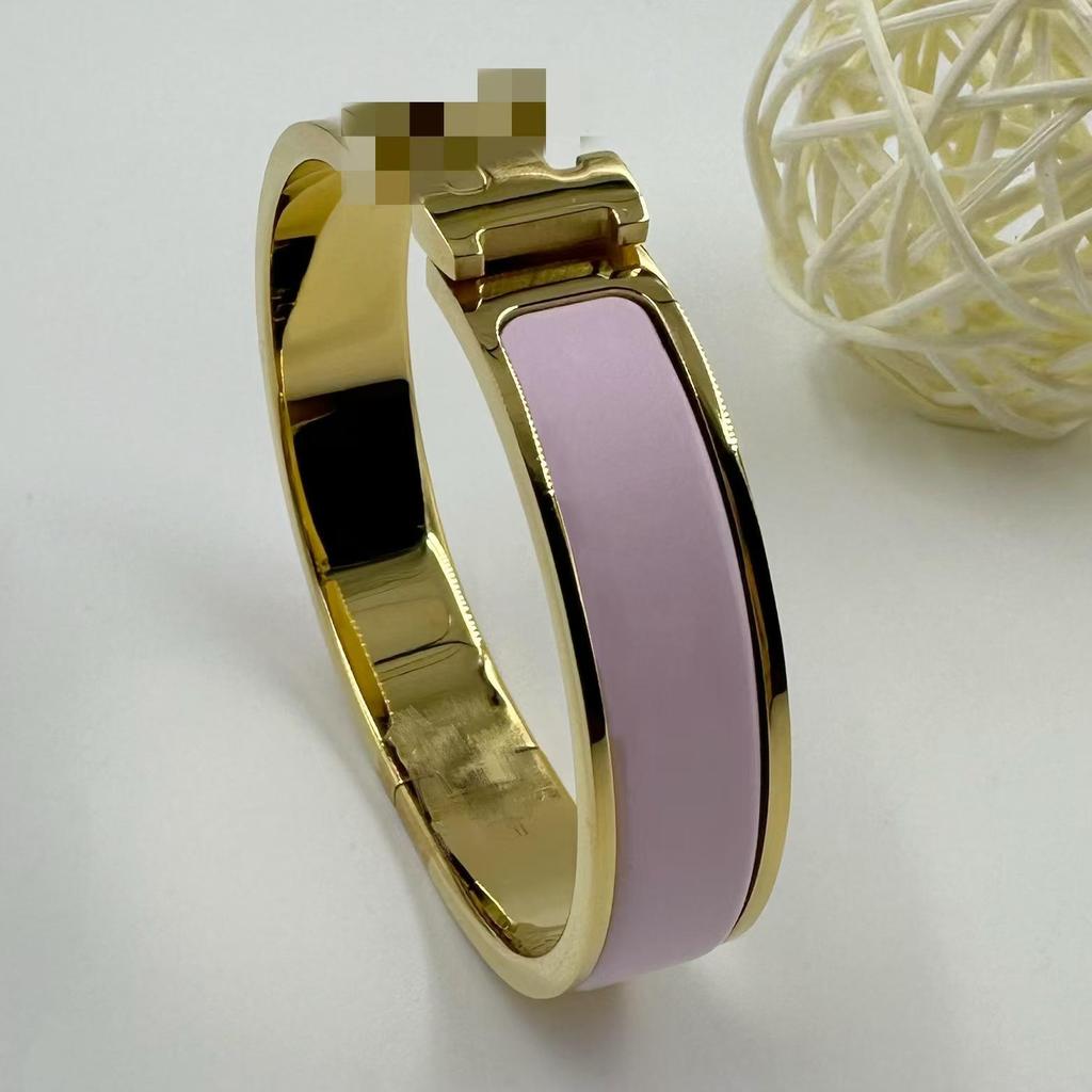 Браслет-бэнгл из эмалированной титановой стали 12 мм с буквой H - Европейский и американский модный браслет