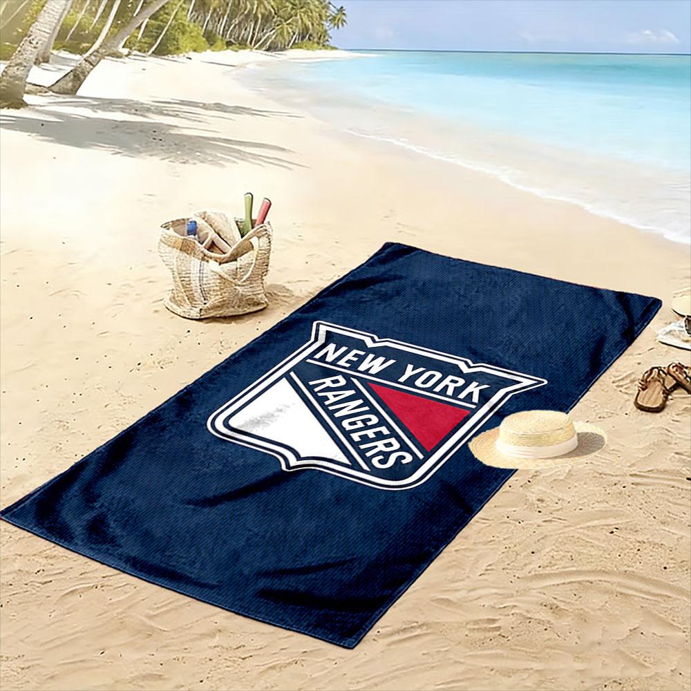 "New York Rangers Logo Blue Design" Patterned beach towel quick dry perfect for travel outdoor sports jogging the beach and swimming