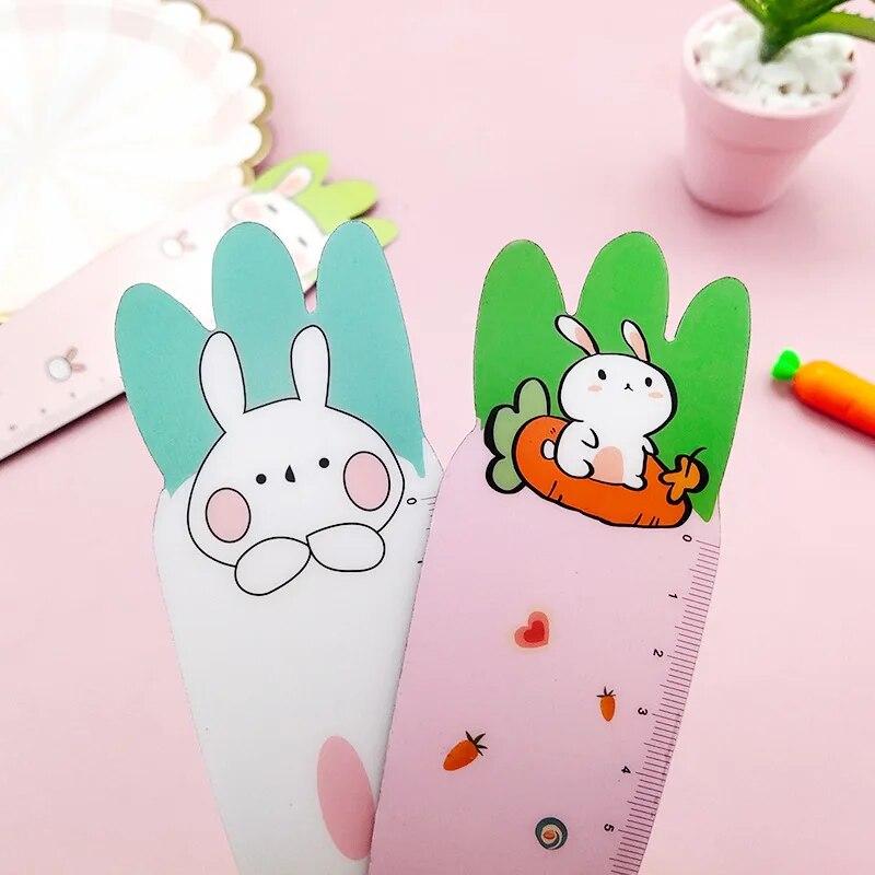1 Piece Cute Carrot Bunny Stationery Cartoon Drawing Kitten Straight Plastic Ruler