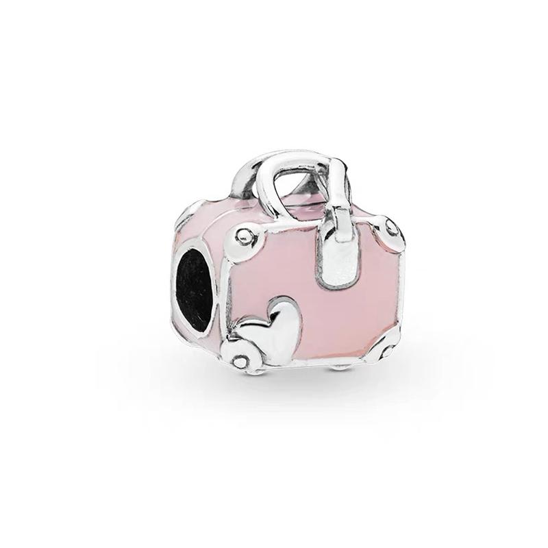 NEW Fit Silver Europeans Bracelet DlY Women Jewelry Gift Pink Travel Purple Backpack Charm Shopping Bag Dangle Bead