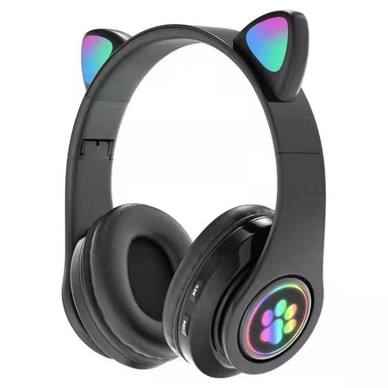 Наушники с милыми кошачьими ушками Bluetooth 5.0, беспроводная игровая гарнитура, бас с шумоподавлением, стерео HiFi, поддержка музыки, TF-карта, Casco, микрофон, подарок для девушки, розовый