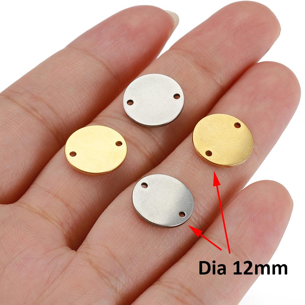 10pcs Gold Stainless Steel Round Charms Pendants for Jewelry Making DIY Necklace Bracelet Two Hole Connectors Charm Beads