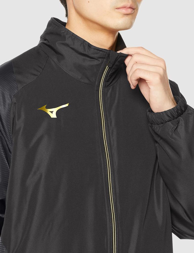 Mizuno MC Line Breath Thermo Training Warmer and Black X Size 32ME2630 Jacket, Moisture-Wicking, Windproof, Water-Repellent, Gold,