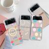 Case For Samsung Galaxy Z Flip 3 5G Funda Z Flip 4 Luxury Clear PC Hard Shockproof Back Phone Coque Smiley Face Stripes