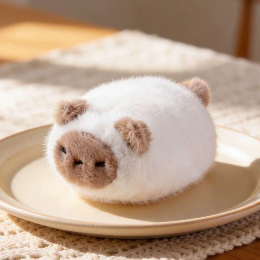 Round Small Bean Bag Plush Doll Fluffy Soft Calico Cat Plush Wrist Home Decoration