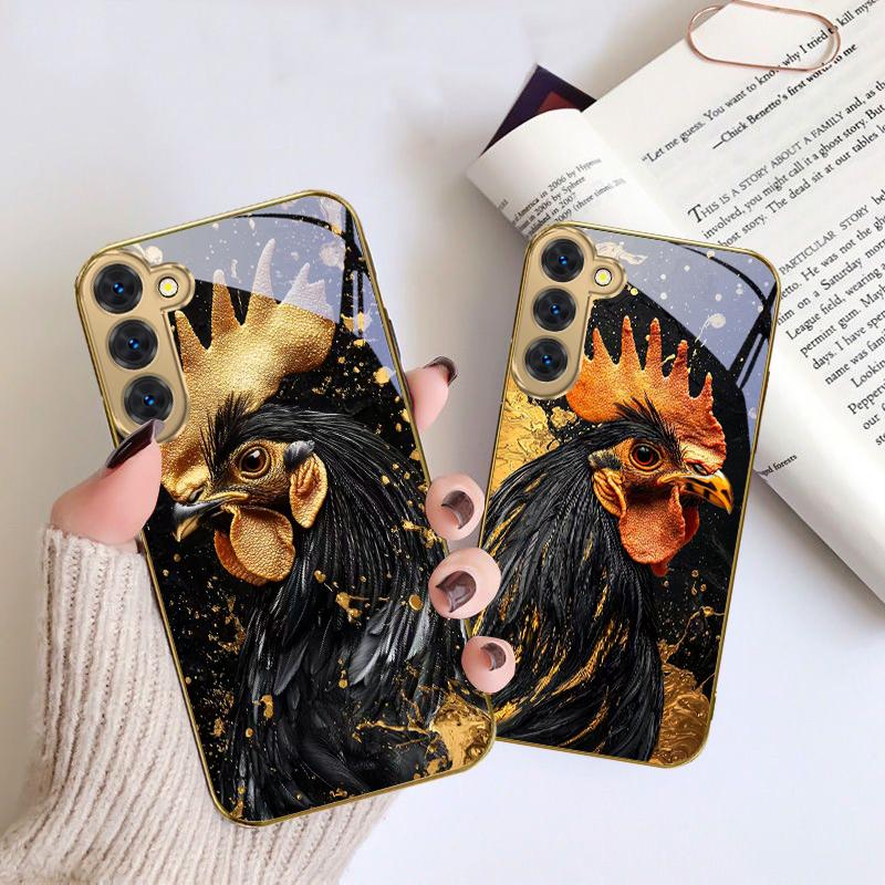 Смелый Золотой Петух Для Samsung Galaxy S20 FE S21 S22 S23 Plus S24 Ultra S25Ultra S21+ S9+ S22Plus Золотой стеклянный чехол для телефона