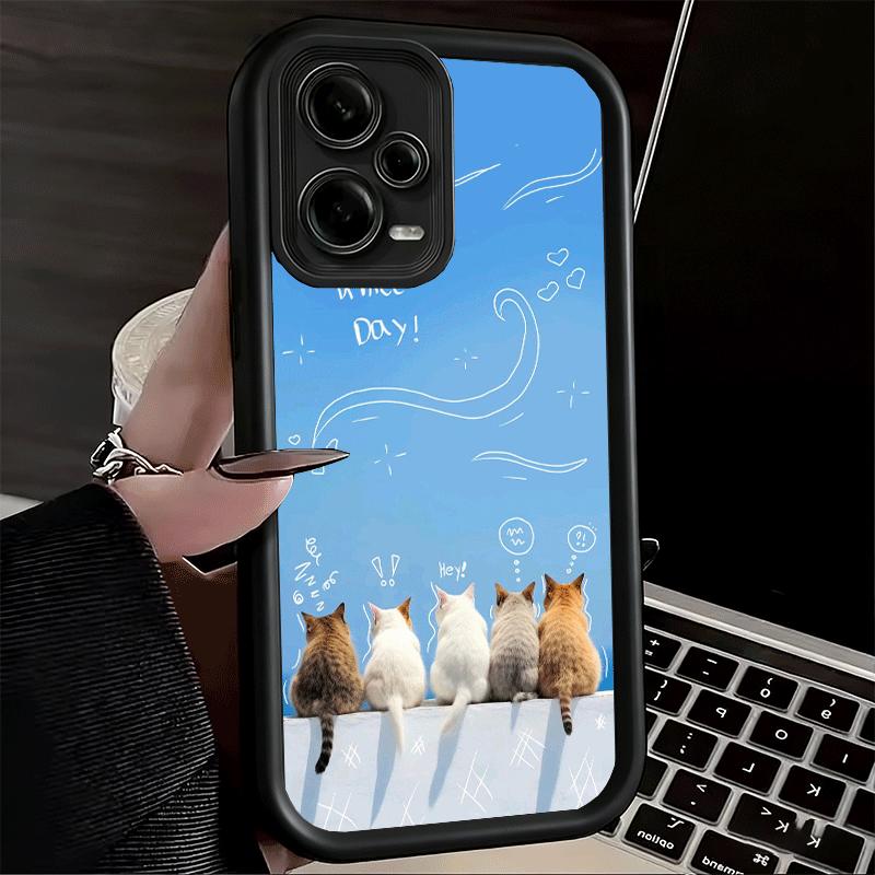 Милый котенок Мультяшный Мягкий Чехол для Телефона для Xiaomi Redmi Note 15 14 13 12 11 Pro Plus 10S 11S 4G 11T 5G Оболочка Силиконовый Funda