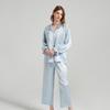 Шелковый комплект пижамы с кружевной вышивкой на плечах и рукавах, длинные брюки, женская удобная одежда для сна, домашняя одежда