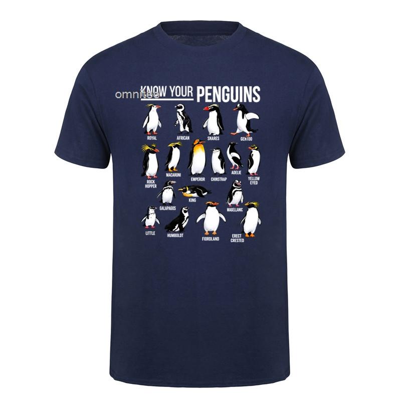 Know Your Penguins T Shirt Funny Penguin Species TShirt Cool Gift Streetwear Short Sleeve T Shirt Tops HJ018