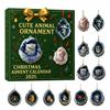Christmas Countdown Calendar Box 24-Day Advent Calendar Acrylic Forest Animal Hanging Decorations Festive Atmosphere Enhancer