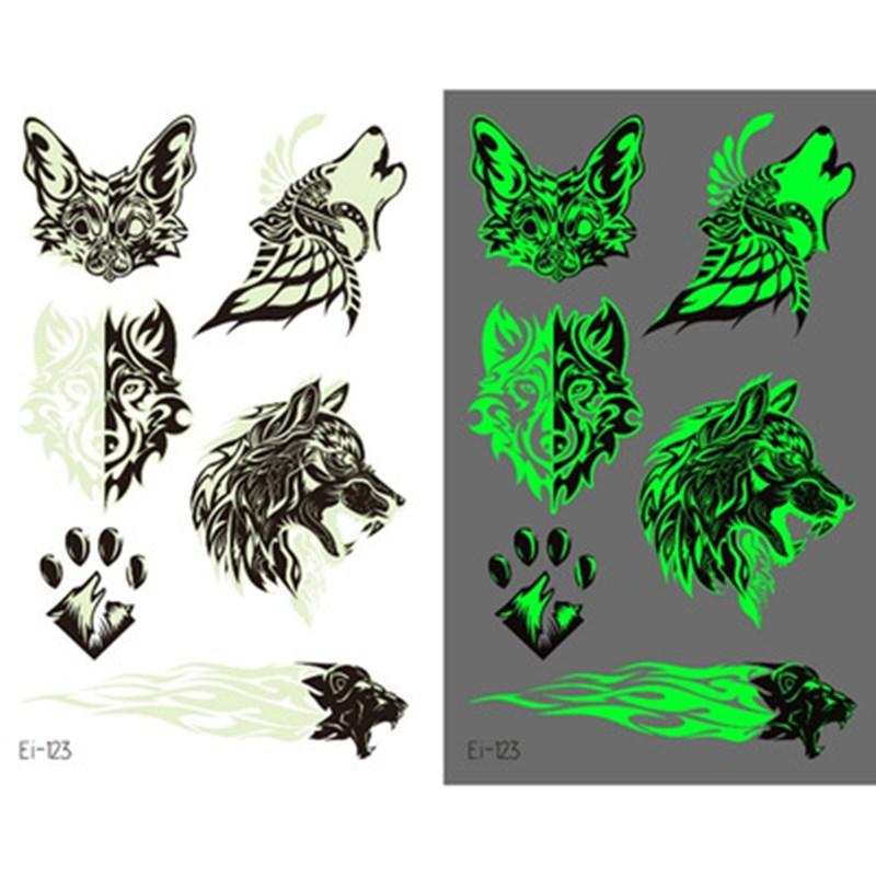 Tattoo Sticker TotemSymbol Flame Stars Moon Flash Luminous Tattoos Wolf Body Art Arm Waterproof Temporary Fake Tatoo Women Men