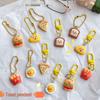 Cartoon Food Keychain Set: Bread, Fried Egg, Hamburger, Pizza, and French Fries for DIY Jewelry or Gifts