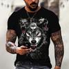 Wolf T-Shirt 3d Animal Print Graphic Hombre Tees Short Sleeves Comfortable Pullover Tops Men's Clothing
