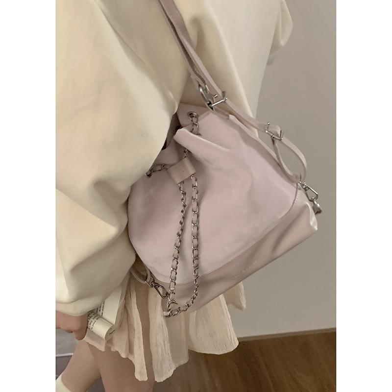 Women's Bag 2025 Spring New Pink Bucket Bag Simple Chain Backpack One Piece Delivery Spring New Product