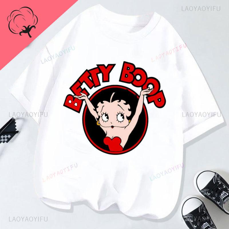Новая Модная Футболка BettyBoop Кавайная Хлопковая С Круглым Вырезом Одежда 2000-х Y2k Женская Стиль Shoujo Девочка Креативная Футболка