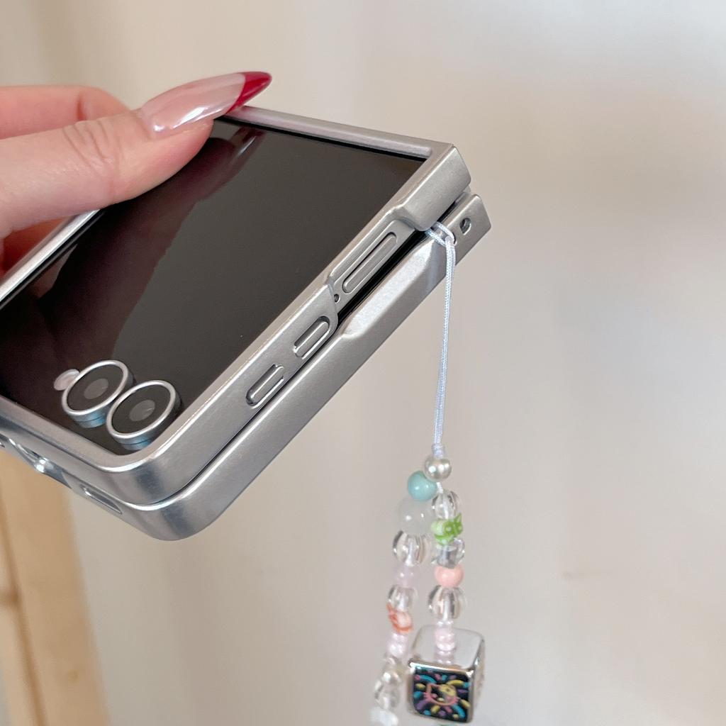 Cute Kawaii Hello Kitty Phone Case with Rhinestone Mirror Beaded Lanyard For Samsung Galaxy Z Flip 7 6 5 4 3 Plaid Star Foldabl