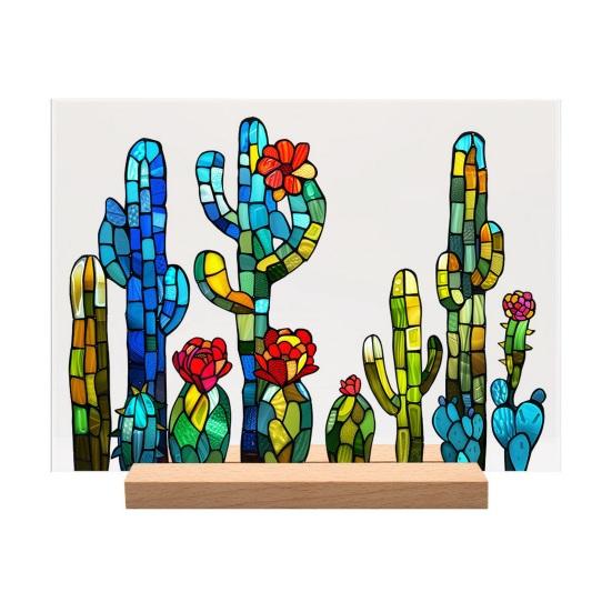 Acrylic Flower Table Sign with Wooden Stand Heavy Duty Floral Plants Home Office Centerpiece Desktop