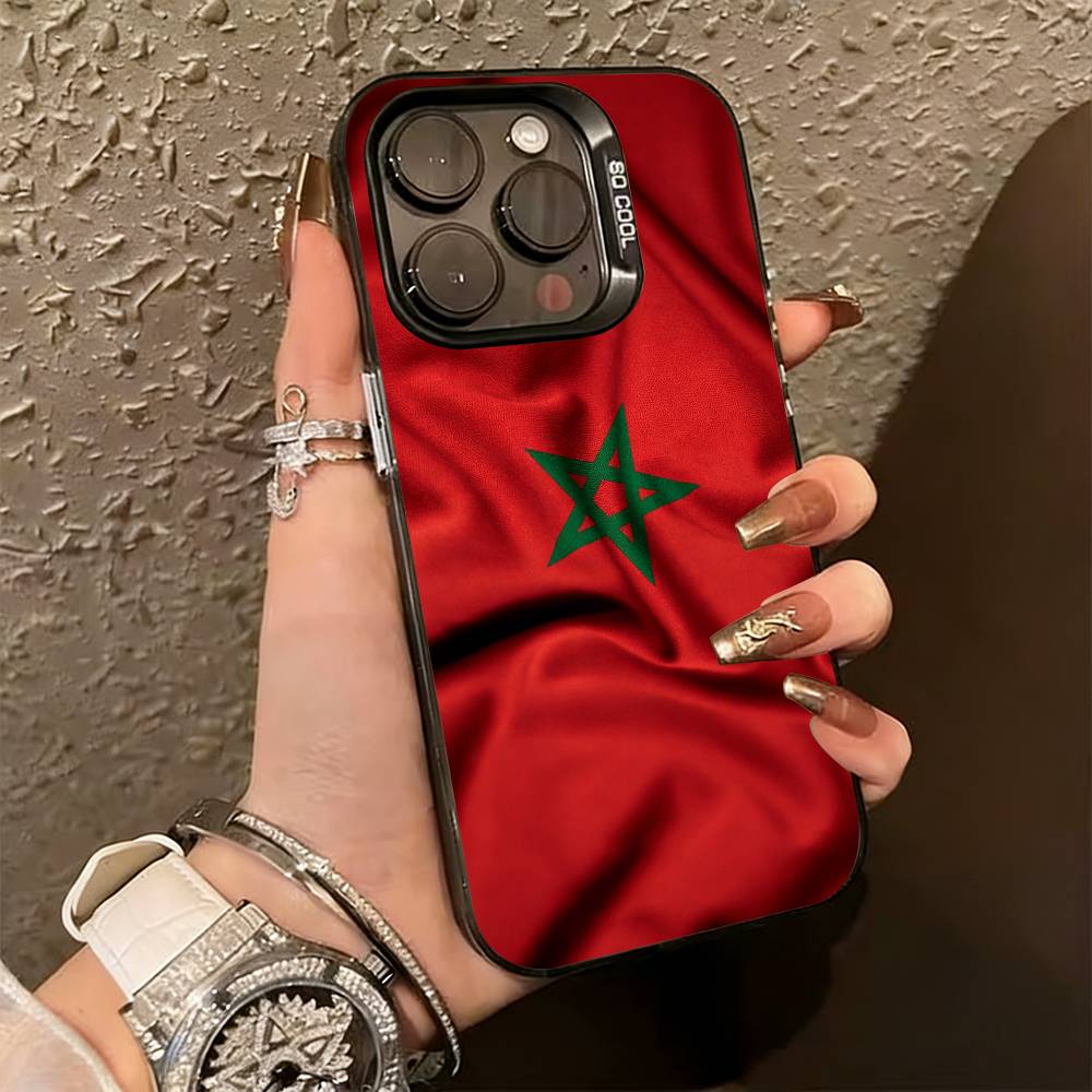 Чехол для телефона с флагом Марокко для iPhone 17,16,15,14,13,12,11 Plus,Pro Max,XS,Красочный серебристый чехол для телефона Funda Cover