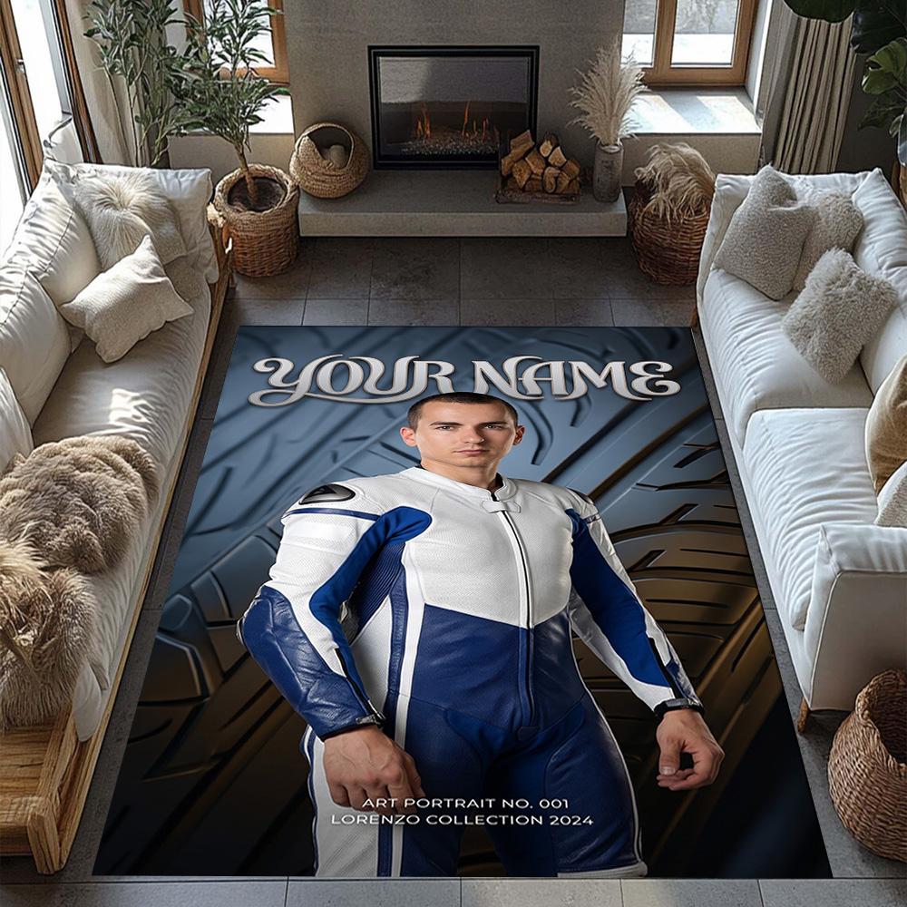 Jorge Lorenzo Customizable Name Floor Rug Office Rug Perfect For Playrooms Living Rooms Study Room Balcony Antislip Carpet Decorate Offices