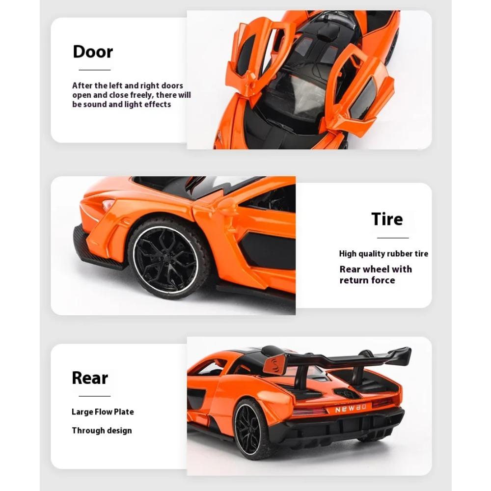1/32 Модель автомобиля McLaren Senna из сплава Diecasts Металлические игрушечные транспортные средства Модель Симуляция Звук и Свет Коллекция Подарки на День Рождения для Детей