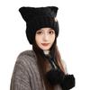 Корейская милая и универсальная шерстяная шапка с кошачьими ушками, модная повседневная теплая шапка для осени и зимы, защита от холода на открытом воздухе, шапка с защитой ушей
