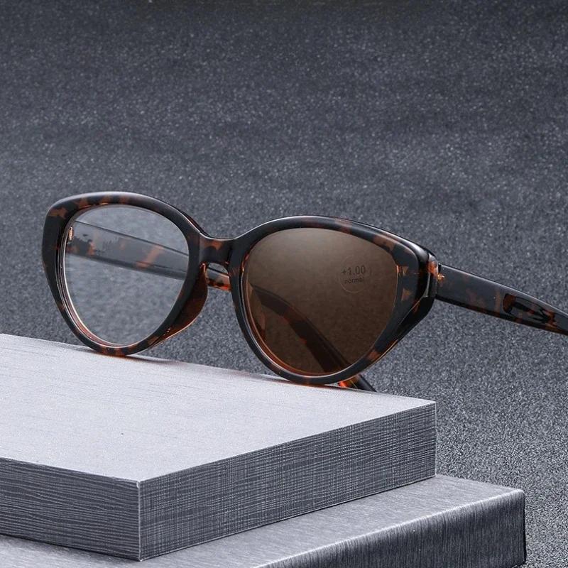 Женские модные фотохромные очки для чтения, меняющие цвет, для дальнозоркости, мужские винтажные ретро кошачий глаз, пресбиопия