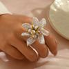 Wind Lady Ring Open Flower Inlaid Special-shaped Pearl Design Ring High Sense Index Finger Ring Female