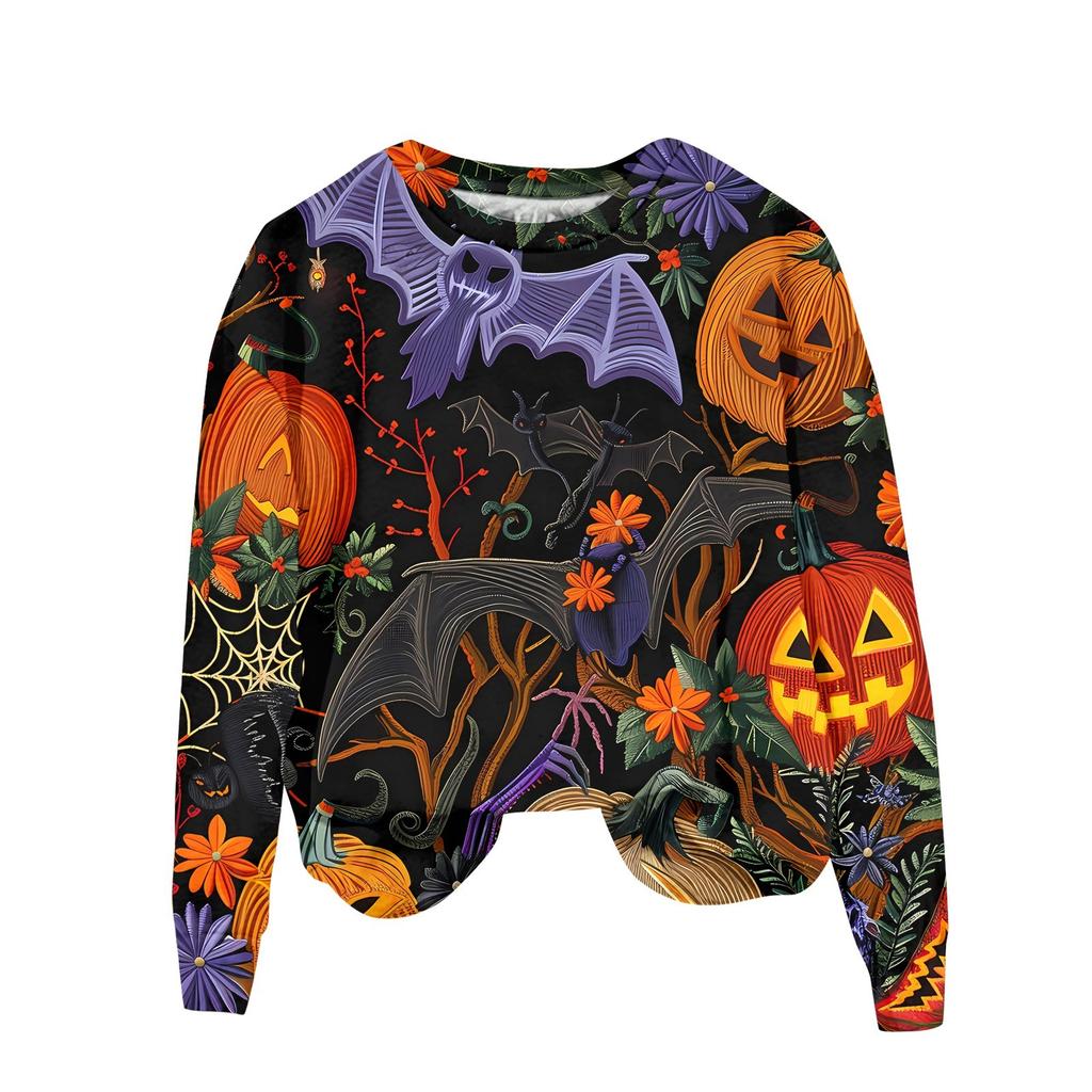 Женская мода повседневная толстовка с капюшоном с длинным рукавом и принтом на Хэллоуин
