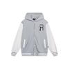 Li Ning Badfive Color Block Loose Fit Hooded Cardigan Sweatshirt Unisex Sweatshirt Flower-Gray Slate-Gray AWDT467-7