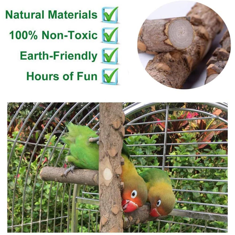 Finches Wooden Natural Conure Bird Perch Parrot Toy Chewing Stick Wood Stand