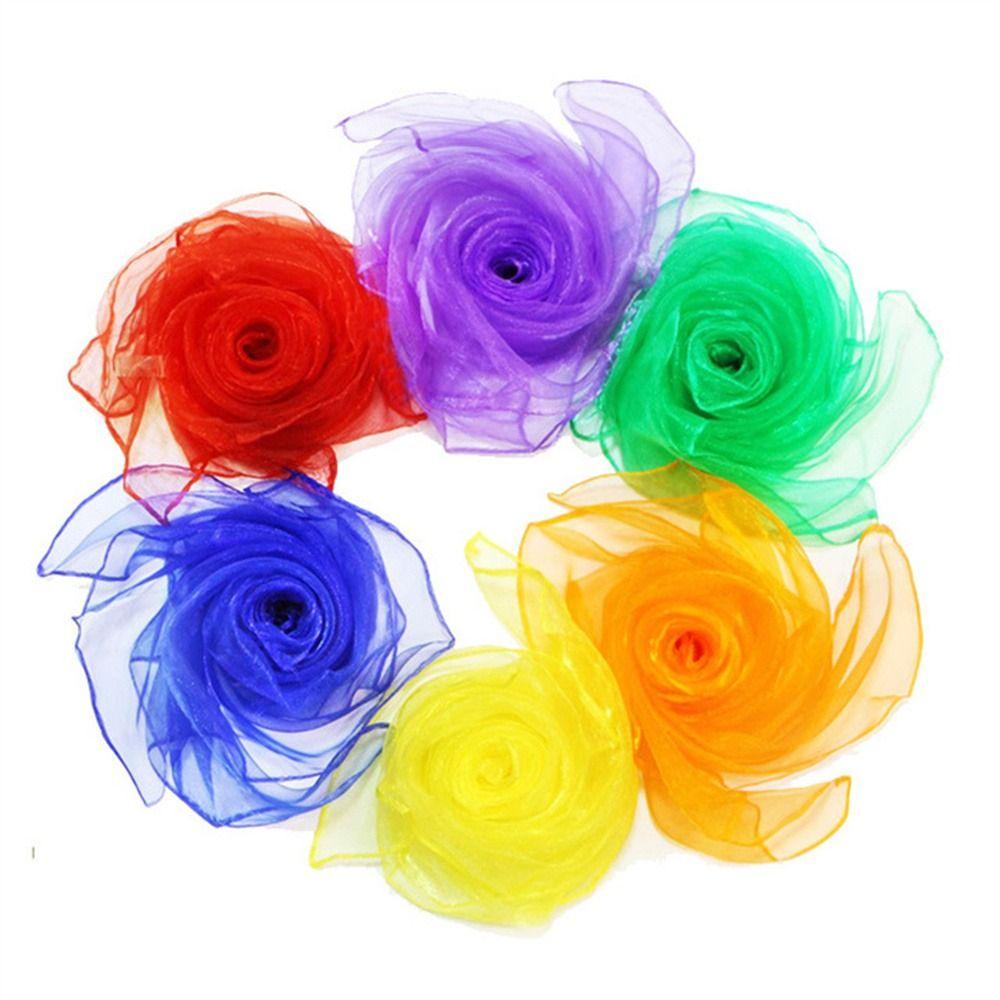 6 Pcs /set Lightweight Juggling Towels Solid Color Dance Gauze 6 Colors Gymnastics Scarves  Dancing
