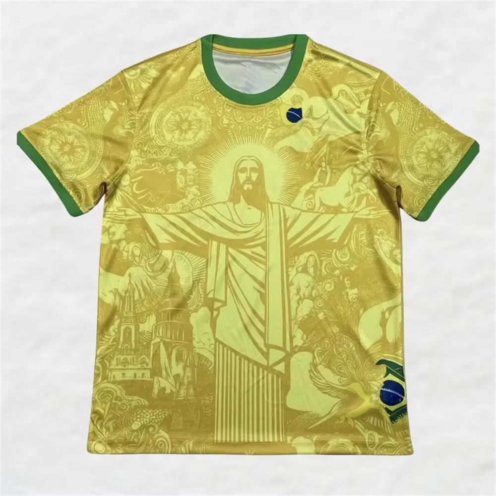 Unisex Brazil Christ The Redeemer 3D Print T‑Shirt Quick‑Dry Short Sleeve Football Streetwear Top Men Women