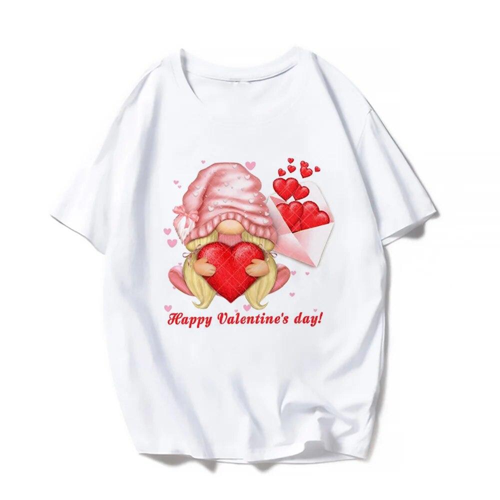 Повседневные футболки с короткими рукавами на День святого Валентина, женская модная летняя футболка с принтом Love Rose, женская футболка с графическим принтом