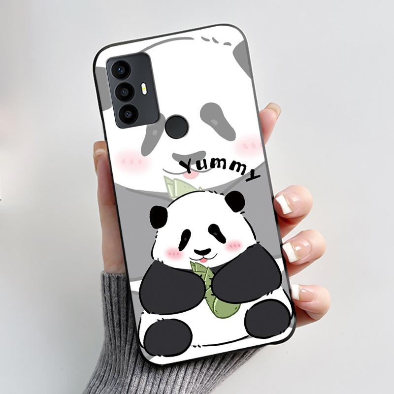 Cute Case For TCL 30 SE Protective Cover For TCL 30E Funda For TCL 306 305 Printing Shell Soft Silicone Cartoon Black Casing