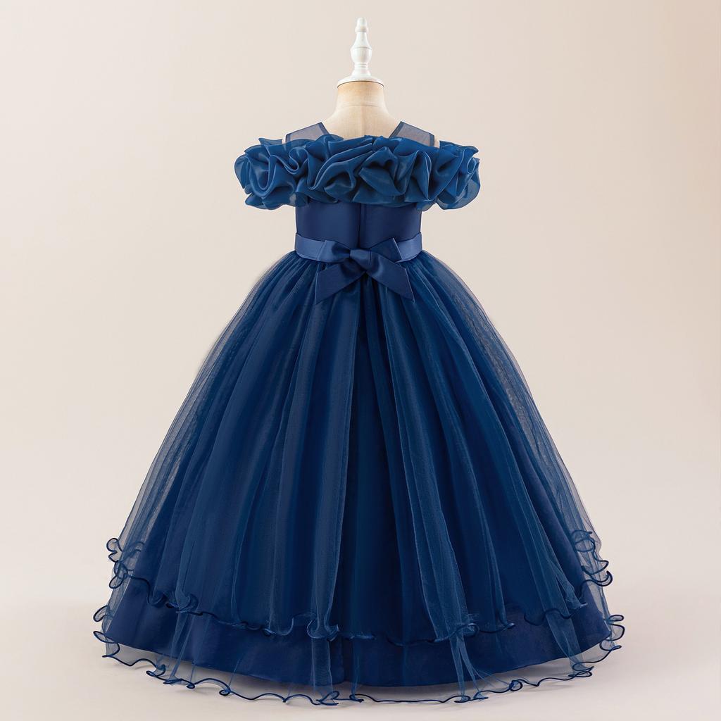 Платье принцессы для девочек-цветочниц на свадьбу, летнее детское вечернее длинное платье с бантом для школы, вечерние детские платья ALP-0031