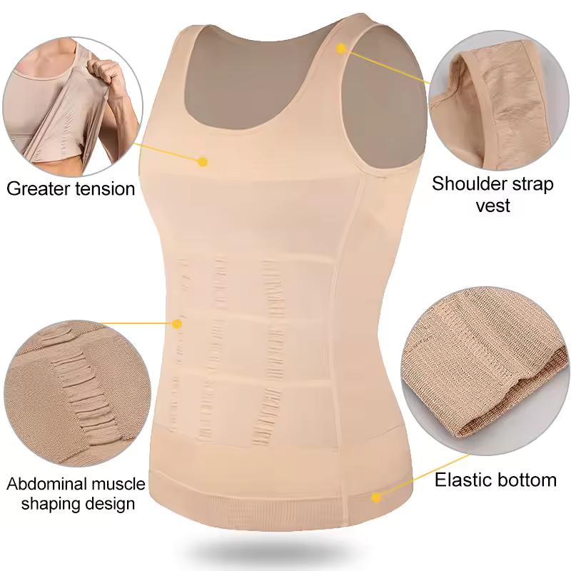 Men Compression Vest Sleeveless Shapewear Slimming Body Shaper Shirt Gym Workout Corset Tummy Control Tank Top Abs Abdomen