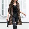WTEMPO Women's Korean Style Leopard Print Simple Versatile Thin Sun Protection Clothing Large Size Casual Loose Spring/Summer Long Coats