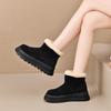 2025 зима новые женские сноубутсы с отворотом однотонные ретро универсальные с рукавами для ног средней длины на толстом бархате теплые хлопковые туфли женские