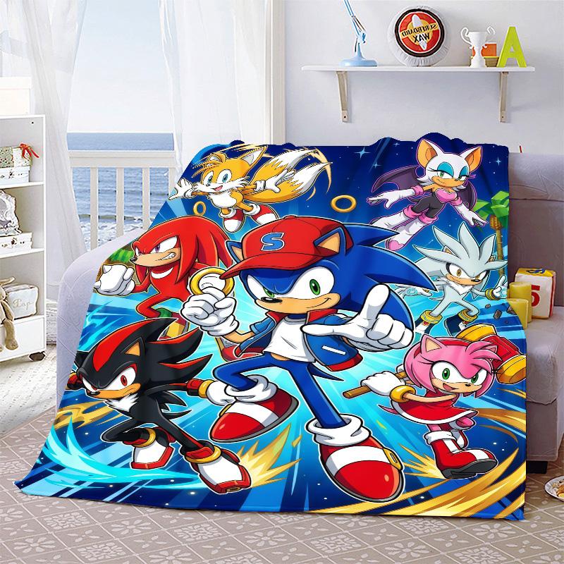 Sonic Warm Throw Blanket Flannel Soft Cozy Lightweight Blanket for Bed Sofa Home Decor -QJY