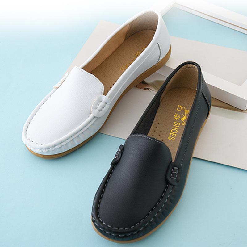 Small White ShoesFashion Breathable Nurse Shoes Beef Tendon Soft Sole Maternity Shoes Comfortable Flat Hospital Work Shoes