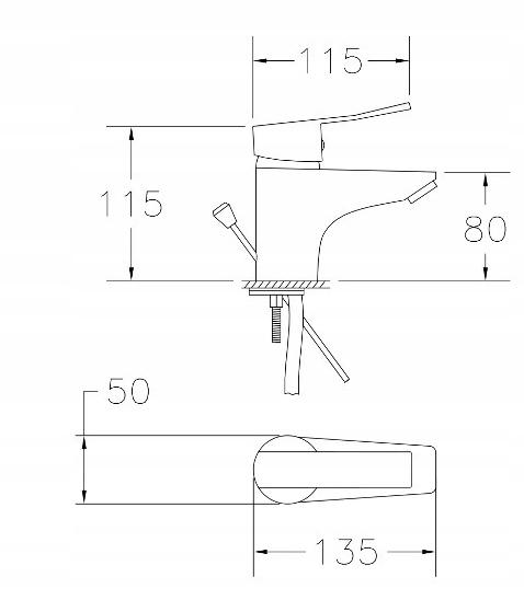 Madera chrome free-standing washbasin tap with stopper