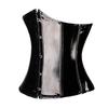 Black PVC Vinyl Corset Top Underbust Push Up Boned Bustier Goth Punk Korsett For Women Front Busk Gorset Plus Size Korse Sexy